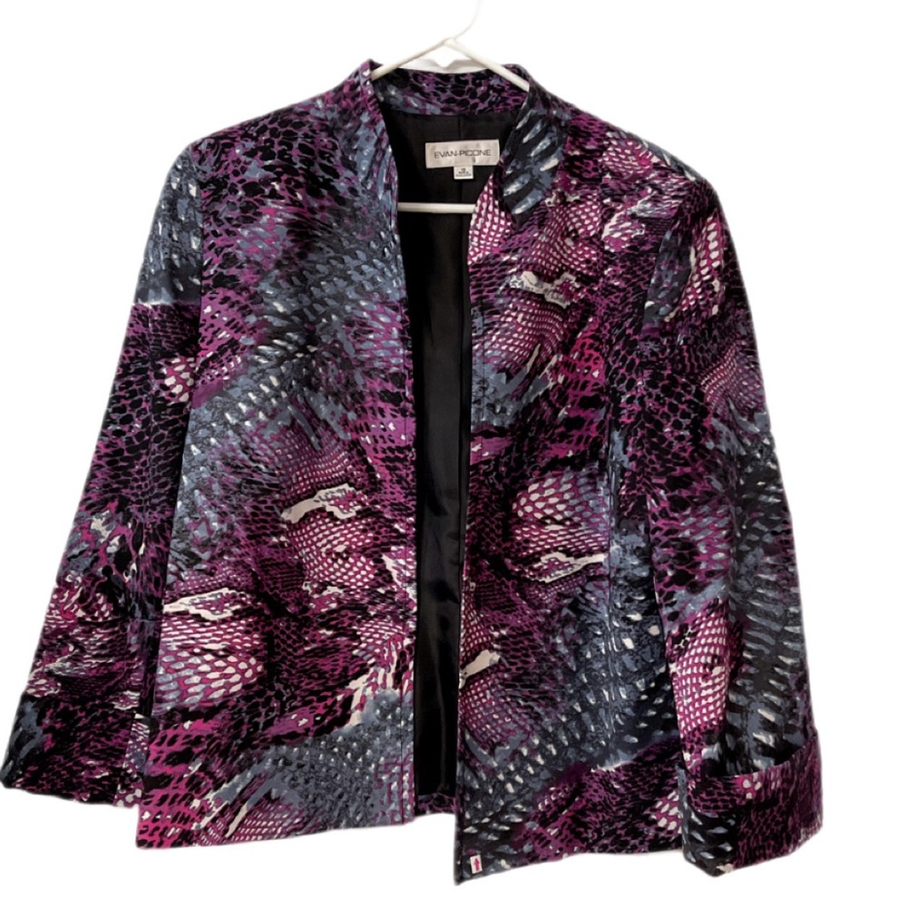 Evan Picone Purple and Black Patterned Blazer Ladies 10